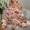 thumbnail image 6 of Yiaed Gnomes With Coffee Print Pajamas Women's Long Sleeve Sleepwear Soft Button Down Loungewear Pjs Lounge Set Nightwear Womens Pajama Pants-Large, 6 of 7
