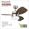 thumbnail image 3 of Open Box Honeywell Ocean Breeze 30" Indoor Ceiling Fan w/Light, Brushed Nickel, 3 of 12