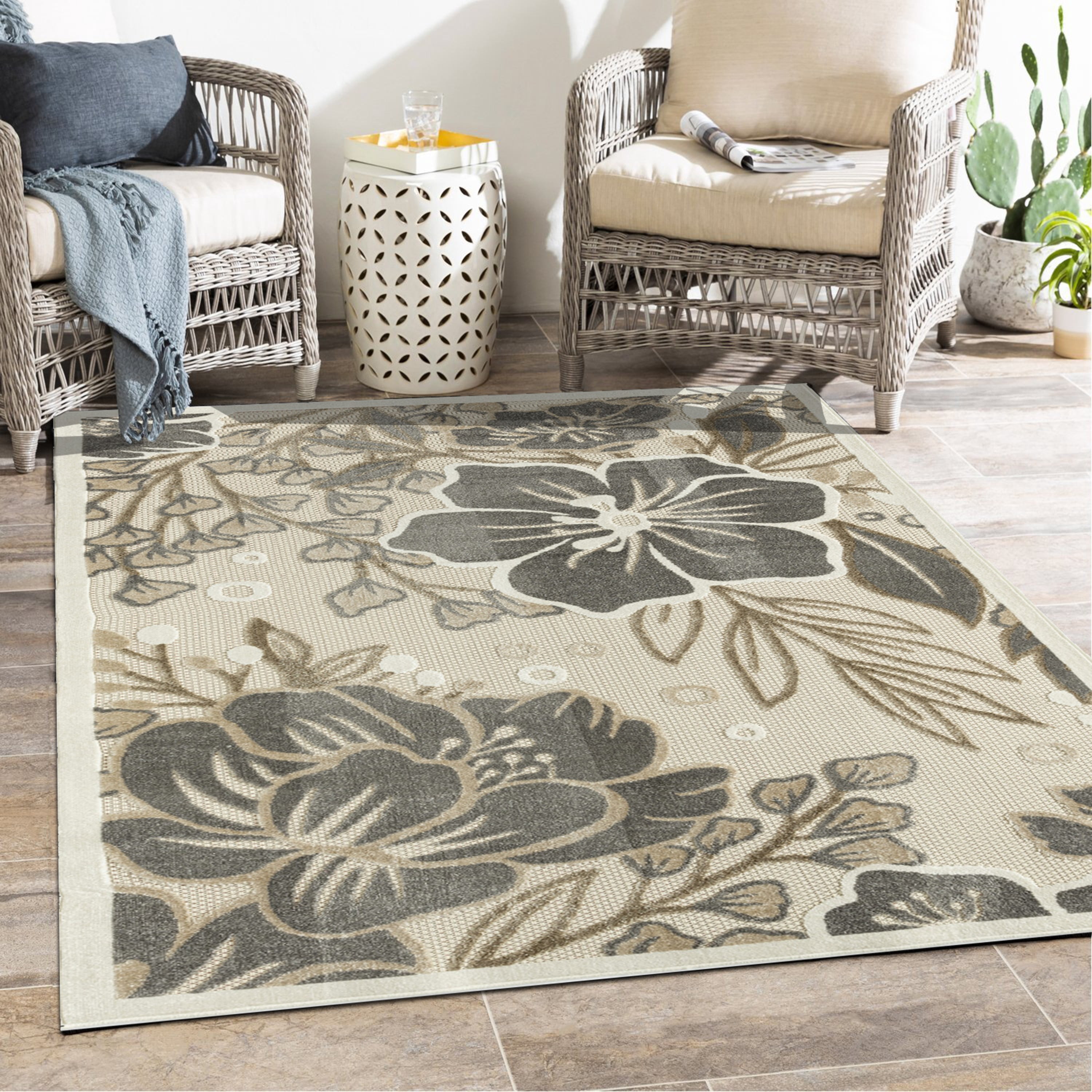 Ox Bay 5' x 8' Multi-color Floral Outdoor Rug