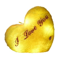 Nmdmisc Valentine's Day Glowing Heart Plush Pillow - 13.8inch Romantic Heart Shaped Stuffed Toy for Valentine's Day Gifts for Wife, Girlfriend, Husband, or Boyfriend(Yellow)