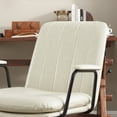 thumbnail image 4 of Art Leon Mid-Century Swivel Accent Chair - No Wheels,Upholstered Faux Leather Desk Chair with Oak Wood Legs - Off White, 4 of 9