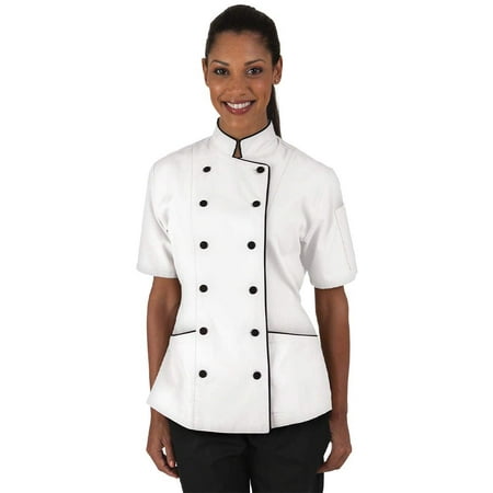 

Women s Chef Coat with Piping (White/Black S)