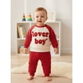 thumbnail image 6 of BemeyourBBs Toddler Baby Boy Girl Valentines Day Outfits Lover Boy Letter Long Sleeve Pullover Sweatshirt Tops Stripe Pants Set Spring Fall Winter Clothes, 6 of 9