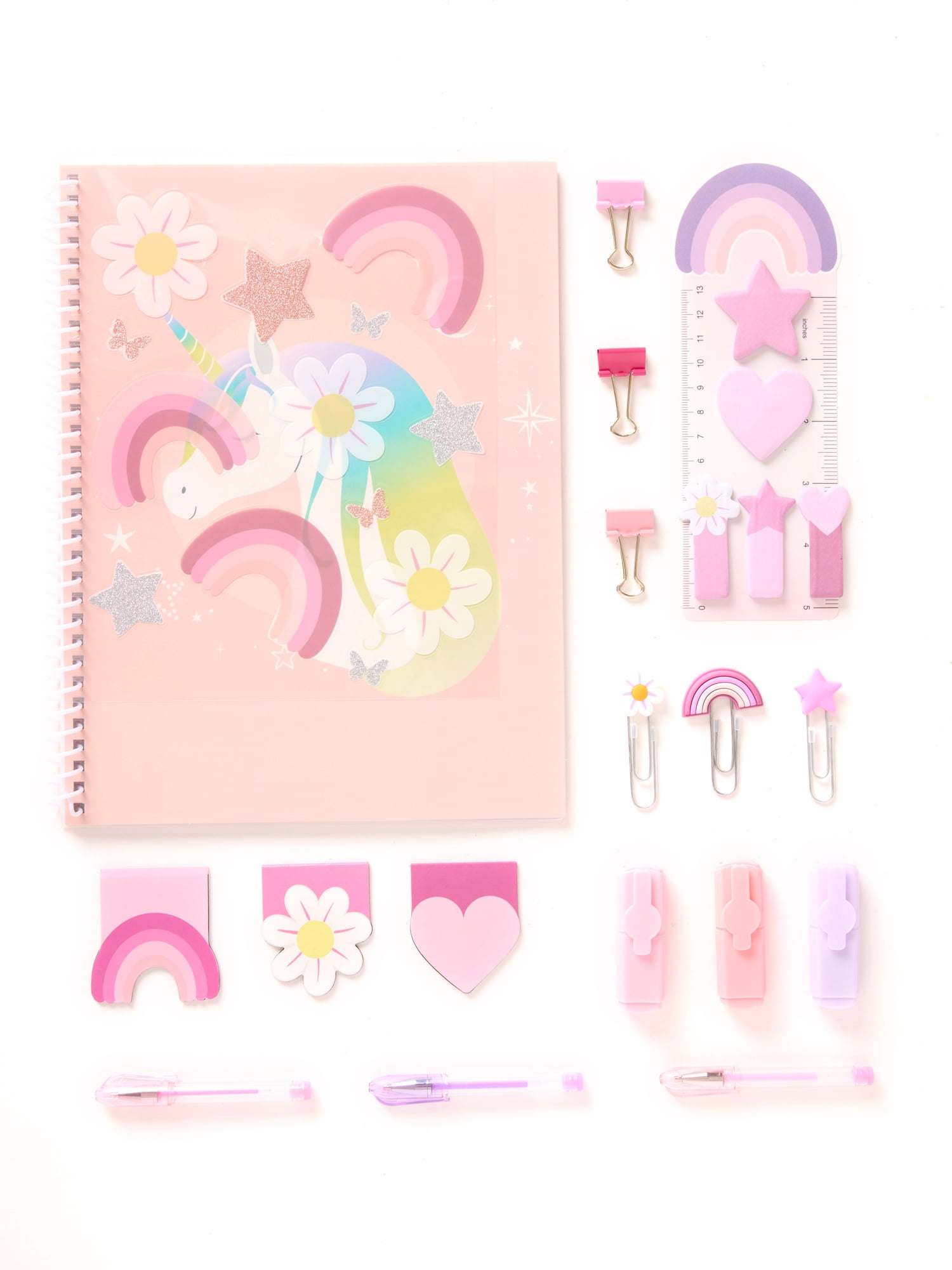 Schoolyard Vibes 17" Girls' Unicorn Backpack with Stationary Set, Pink