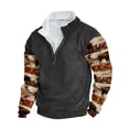 thumbnail image 2 of Wancir Men Fashion Aztec Cowboy Hoodies Retro Ethnic Printed Pullovers Zipper Stand Collar Long Sleeve Loose Tops, 2 of 3