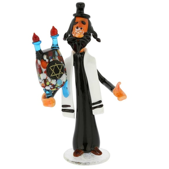 GlassOfVenice Murano Glass Rabbi with Torah Scrolls