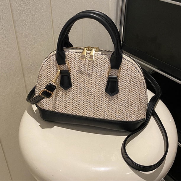 Bolsos cruzados de concha Bolsos casuales tejidos a mano Portátiles para vacaciones (Negro) Sywqhk Para Estrenar
