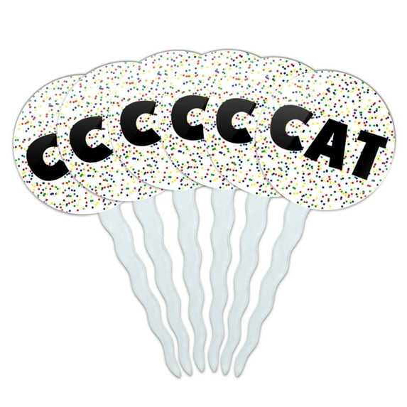 Cat Cupcake Picks Toppers - Set of 6 - Mutlicolored Speckles