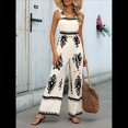 thumbnail image 4 of Mono Informal de una Pieza para Mujer, Estilo Bohemio, para Verano, con Tirantes Fruncidos, Pierna , Pantalones Largos y Bolsillos Albaricoque L, 4 of 6