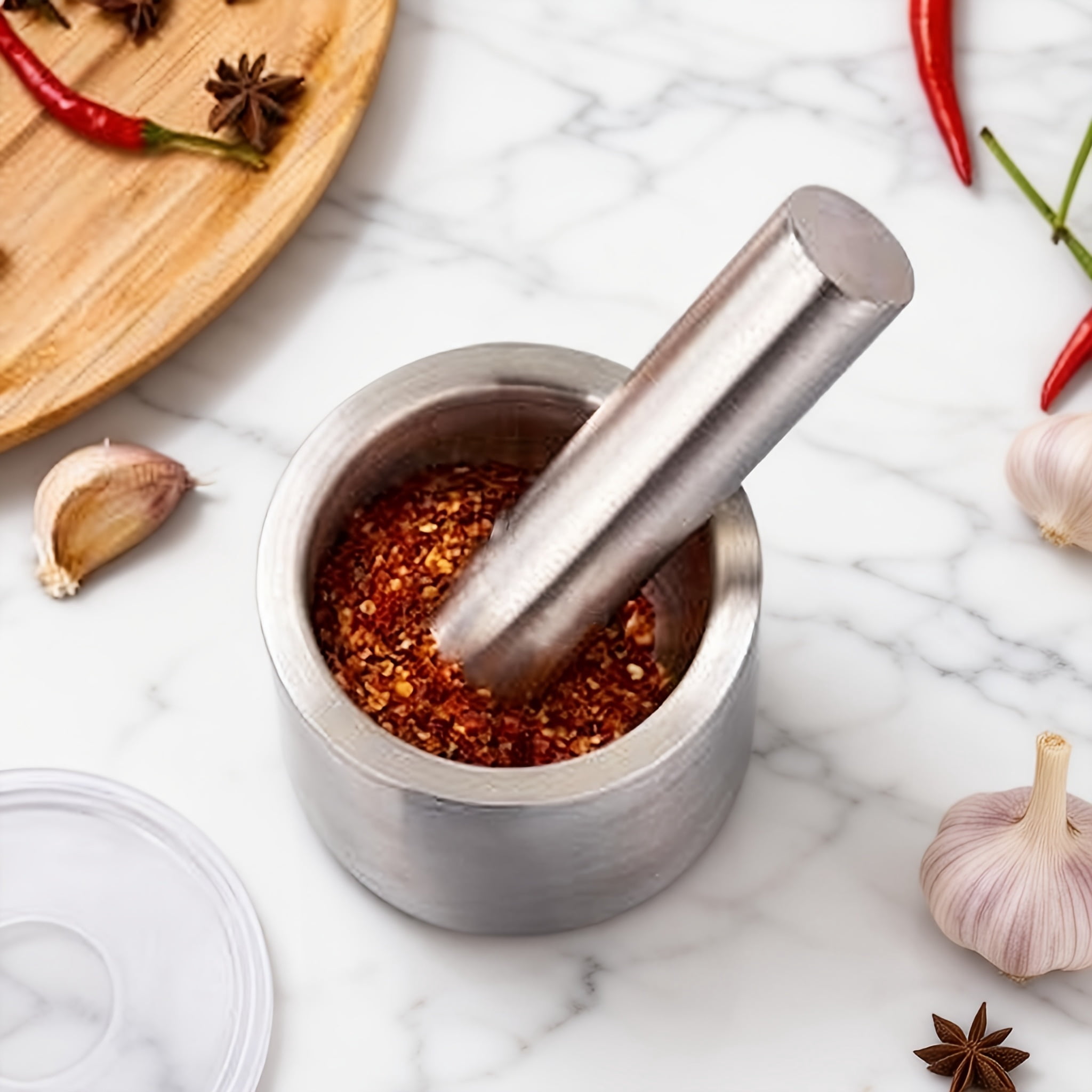 Stainless steel garlic press manual grinder household crushing jar garlic mortar medicine grinder suitable for daily use at home