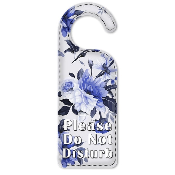 Do Not Disturb Door Knob Hanger Sign - Blue Roses