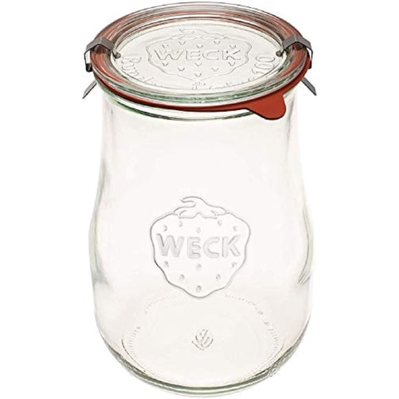 Weck Jars - Weck Tulip Jars 1.5 Liter- Large Glass Jars for Sourdough - Starter Jar with Glass Lid - Wide Mouth - Suitable for Canning and Storage -