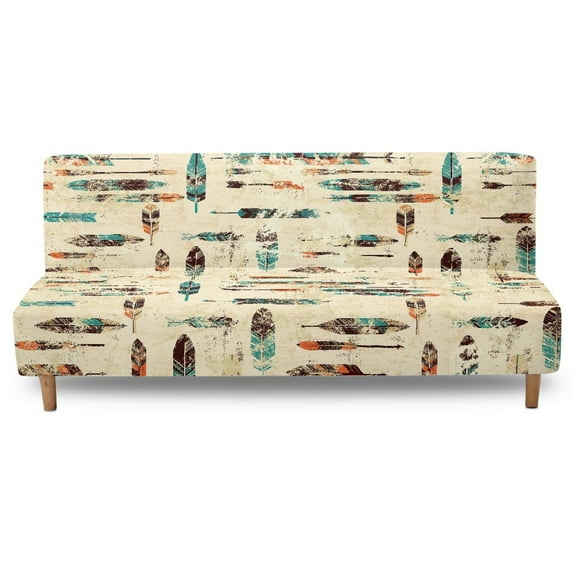 Xixirimido Futon Cover Armless Sofa Covers Sofa Bed Covers Stretch Futon Couch Cover Sofa Slipcover Washable Furniture Protector, Ethnic Tribe Feather