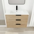 thumbnail image 6 of 30 Inch Bathroom Vanity - Wall Mounted, Imitative Oak Tone, 3 Drawers, Resin Sink, Handle, Soft Closing, Adjustable Side Shelf For Enhancement 30" Beaming, , Beaming Space, 6 of 7