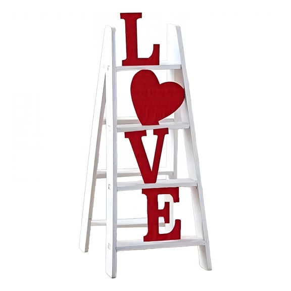 XIBUFE Valentine Love Ladder Tabletop Decor - Red Valentine'S Day Decoration for Home Table and Gifts Valentine Centerpieces for Tables