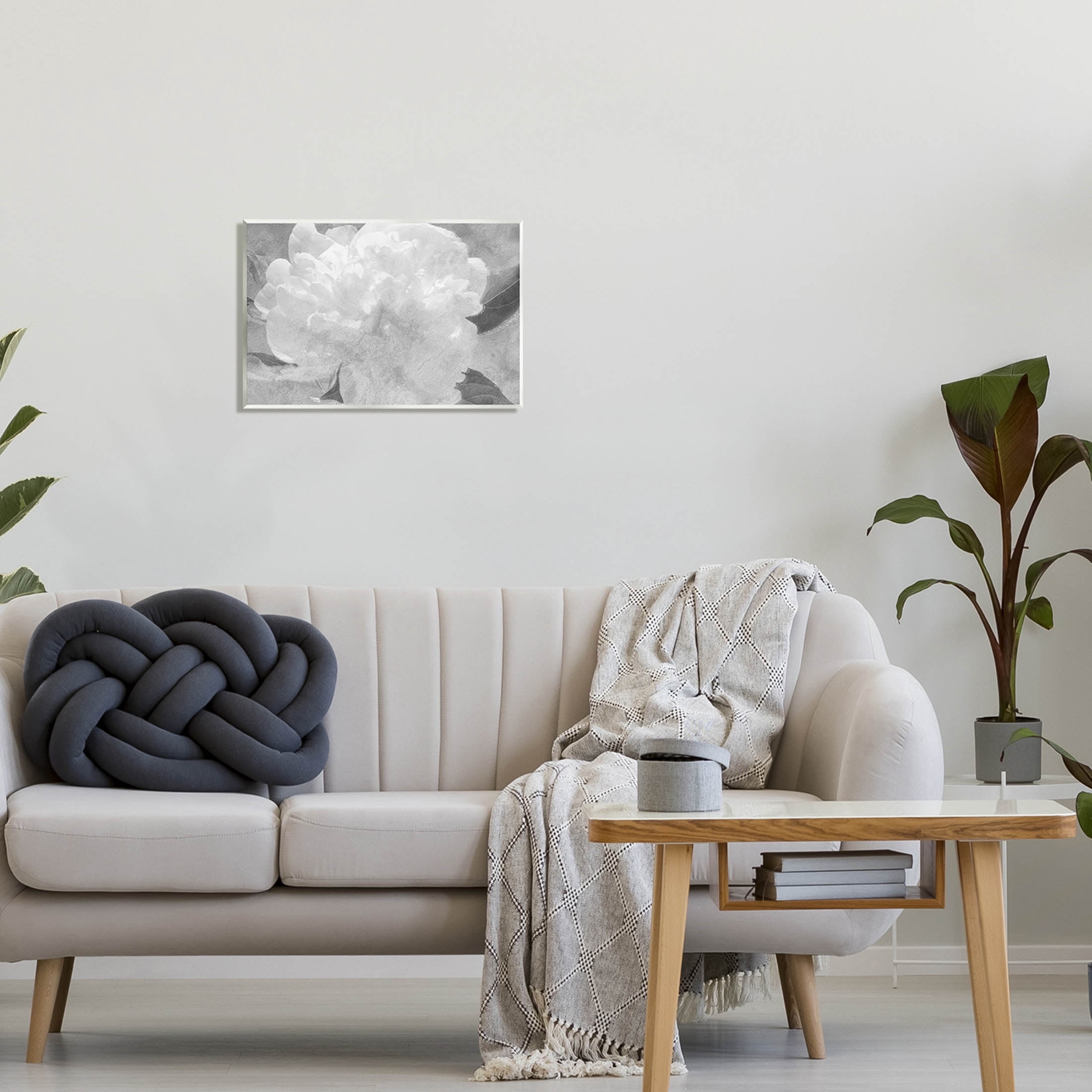 White Flower Blossom Monochrome Botanical & Floral Graphic Art Unframed Art Print Wall Art