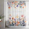 thumbnail image 5 of Pink Spring Floral Shower Curtain Set, Waterproof Shower Curtains for Bathroom, Elegant Flowers Farmhouse Botanical Wooden Washable Fabric Bath Curtain for Bathtub Decoration with Hooks 72x78 Inches, 5 of 9