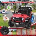 thumbnail image 3 of Funcid 24 Volt Ride on Toys with Remote Control, 400W 2-Seater Ride on Cars with Colored LED Lights & Battery Indicator, Electric Car for Kids w/ Bluetooth, Light Control, Volume Knob, Red, 3 of 9