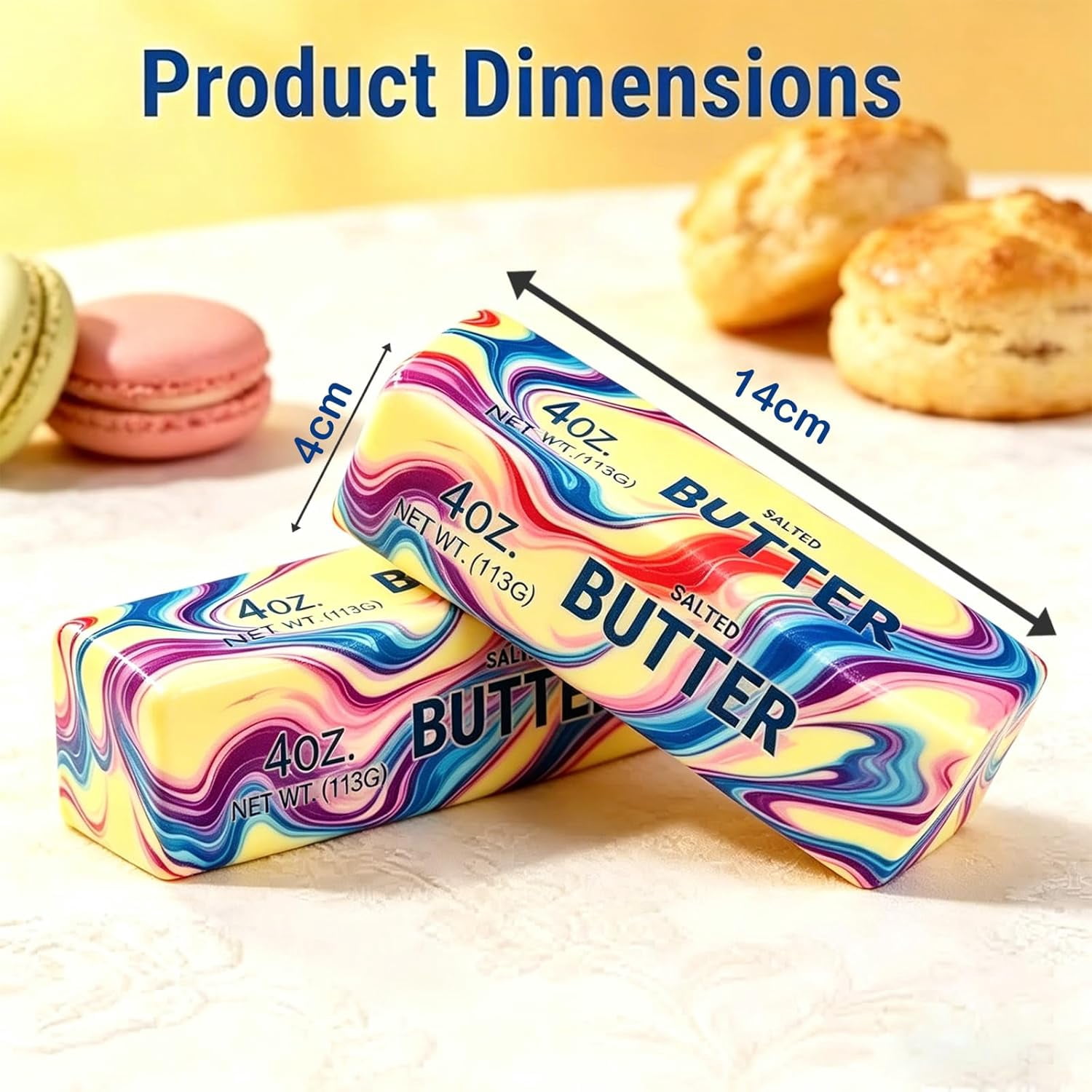 DJKDJL 2 Packs Slow Rising Butter Squishy, Dumpling Squishies Butter Squeeze Toys Pack Sensory Stress Relief Soft & Stretchy Fidget Toys for Party Favors Squishy Butter