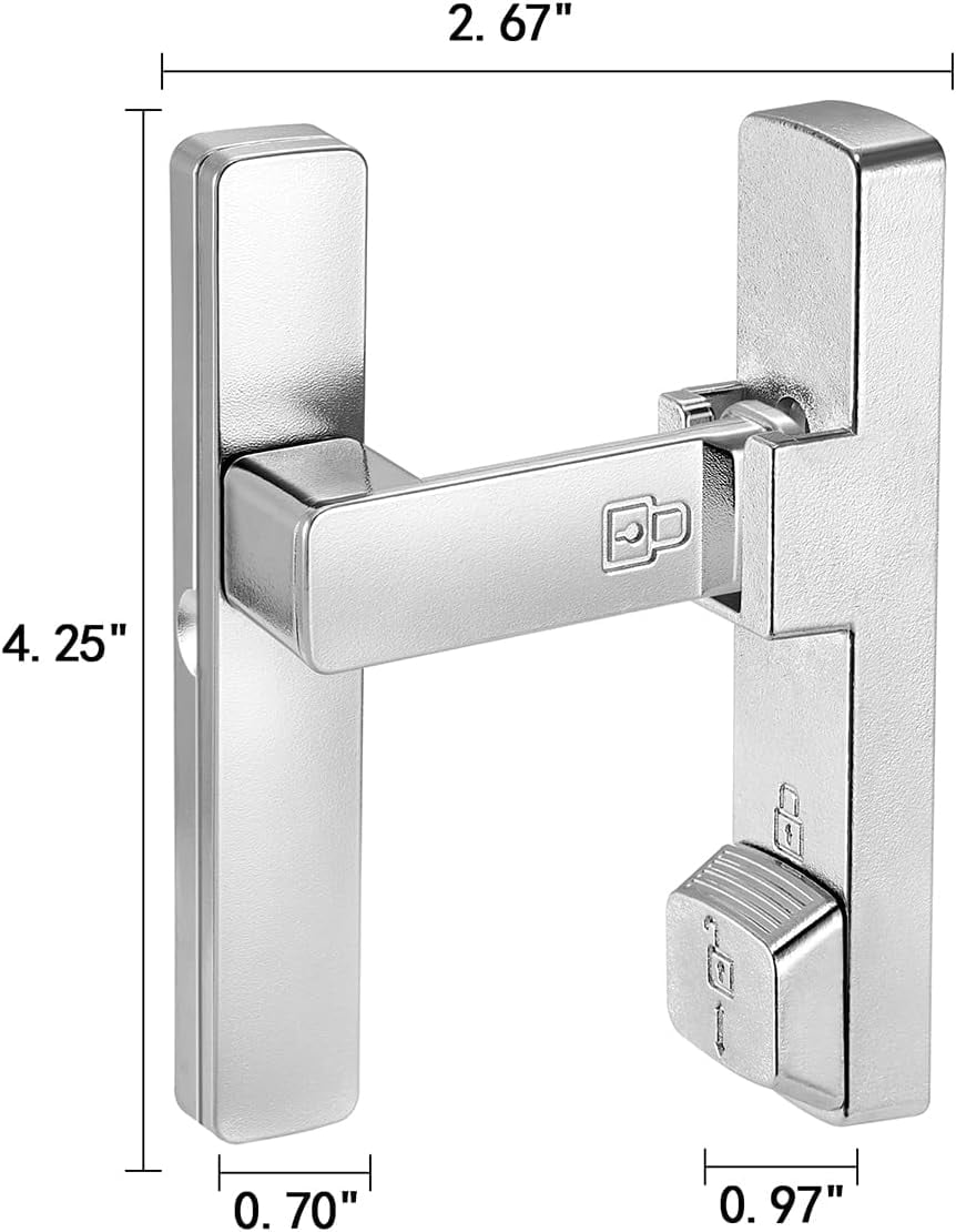JJEAN-Silvery 90 Degree Barn Door Lock,Flip Gate Latches Hardware,Zinc Alloy Right Angle Door Lock Latch,Protect Privacy,for Barn Door,Cabinets,Windows,Garden,Bathroom