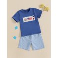 thumbnail image 4 of BemeyourBBs Kids Boys Shorts Set Short Sleeve Embroidery T-shirt with Plaid Shorts, 4 of 9