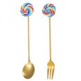 thumbnail image 1 of Coofit Dessert Spoon Stainless Steel Decorative Serving Spoon Stirring Spoon with Fork, 1 of 10