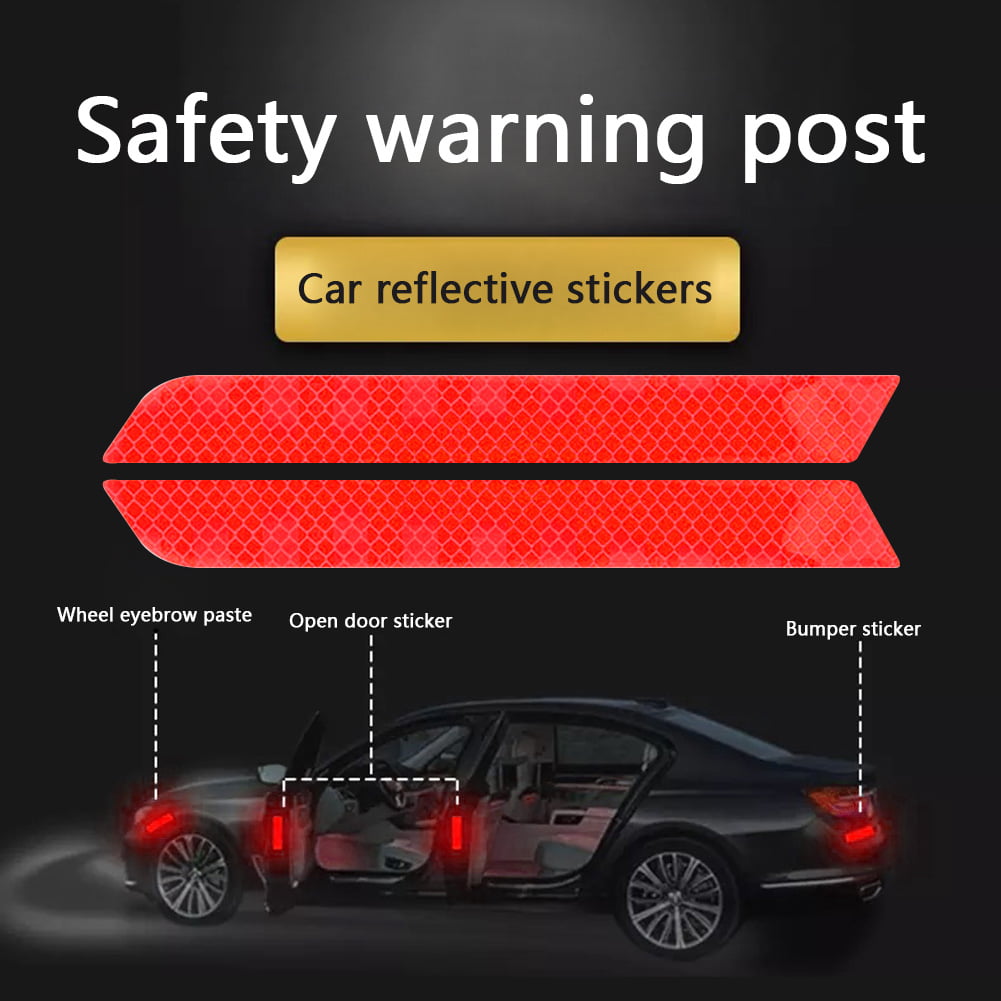 2Pc Reflective Warning Strip Tape Car Bumper Reflective Strips Secure Sticker Sl