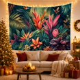 thumbnail image 3 of Tropical Hibiscus and Leaves Tapestry Wall Hanging, 3 of 7