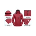thumbnail image 2 of Women's Waterproof Breathable Hiking Travel Rain Jacket Lightweight Hooded Windbreaker Rain Shell Coat Red L, 2 of 7