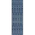 thumbnail image 3 of Veranda Contemporary 2' x 7' Navy and Light Gray Polypropylene Outdoor Area Rug, 3 of 8