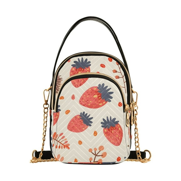 joogoo Women Hedgehogs and Strawberry Chain Crossbody Bags Shoulder Handbag Phone Purse