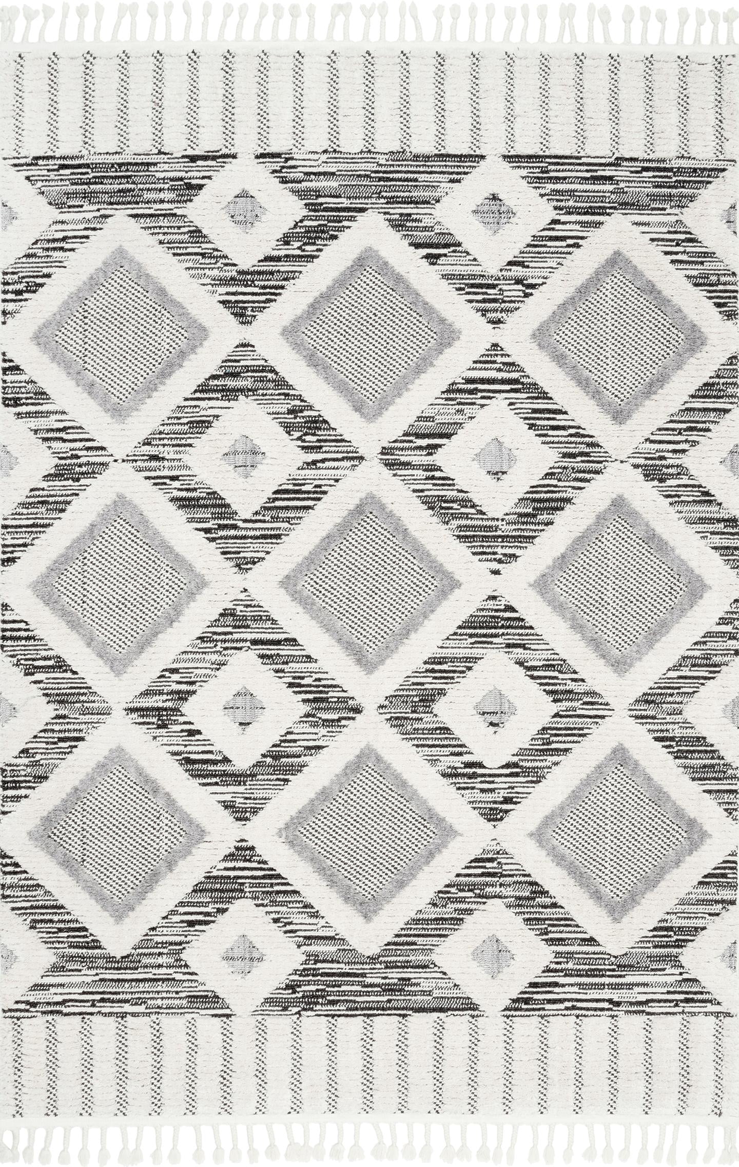 nuLOOM Journey Shaggy Checkered Tiles Tassel Area Rug