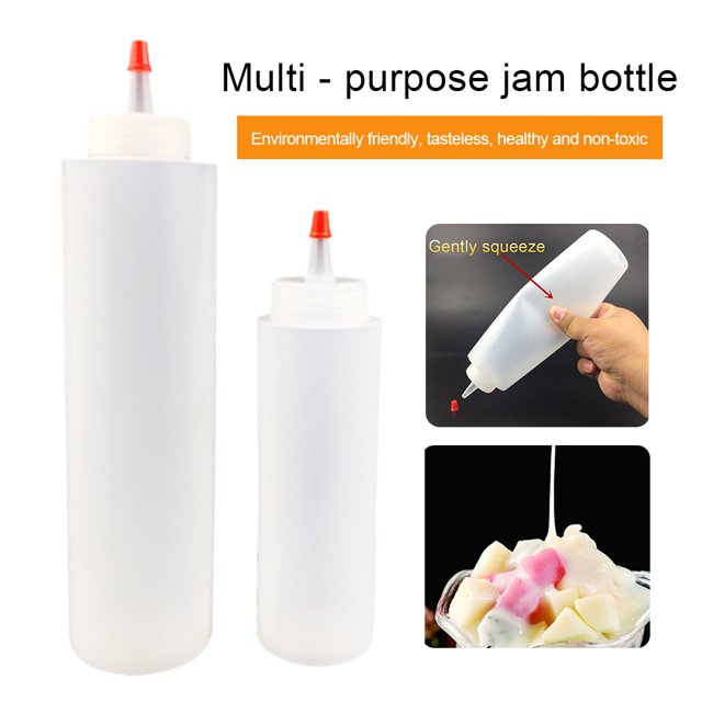 8/16oz Clear Squeezes Condiment Bottles Sauces Ketchup Syrup Storage Container