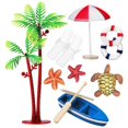 thumbnail image 1 of 10PCS Beach Themed Cake Decorations Palm Tree, Boat, Parasol & Chair Ornaments for Summer Parties, Birthdays and Celebrations, 1 of 2