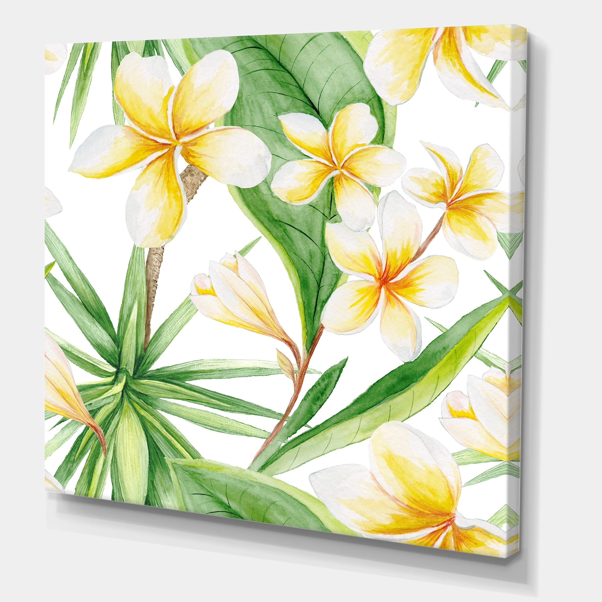 Designart ' Yellow Flowers and Tropical Foliage X ' Traditional Canvas Wall Art Print