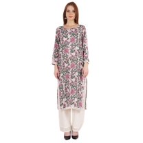 Moomaya Indian Rayon Kurta For Women Printed A-Line Kurti Lace Designer Ethnic Wear Shirt