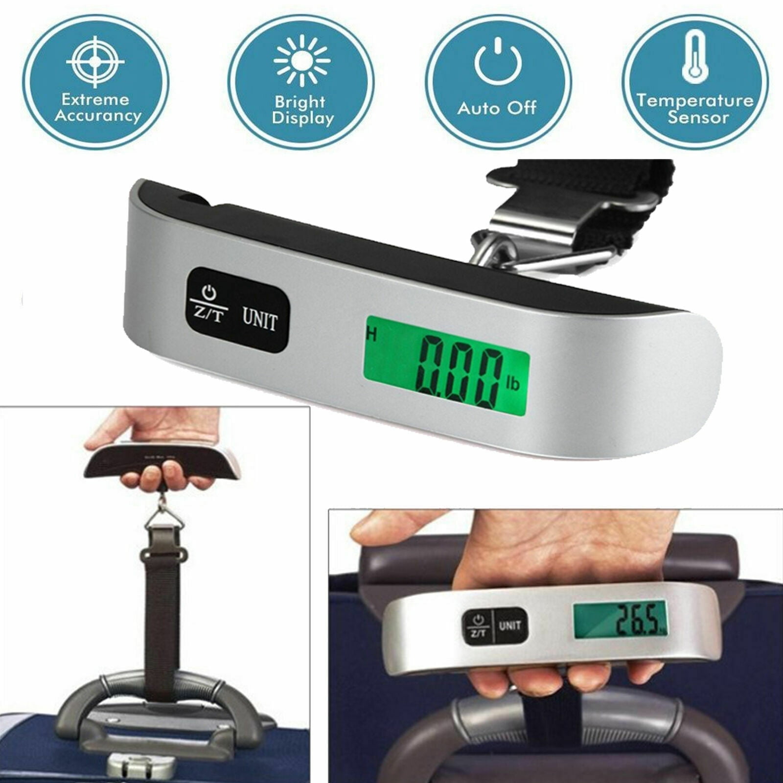 DISEN 50kg/10g Portable Travel LCD Digital Hanging Luggage Scale Electronic Weight