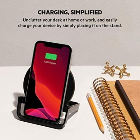 Belkin - 10W Qi-Certified Wireless Charger Stand - Fast Charging for iPhone, Samsung Galaxy - Includes AC Adapter - Black