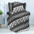 thumbnail image 4 of Aztec Soft Flannel Fleece Blanket, Tribal Geometric Bohemian Design of Mexican Kingdom Moon Feather and Triangles, Cozy Plush for Indoor and Outdoor Use, 50" x 60", Black and White, by Ambesonne, 4 of 5
