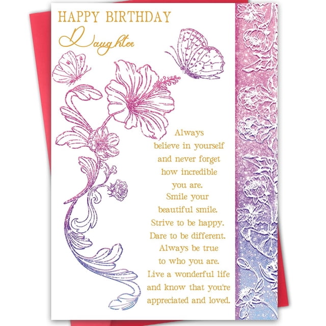 Tarjeta de cumpleaños para hija de Hongshan con sobre de 20,5 cm x 13,5 cm