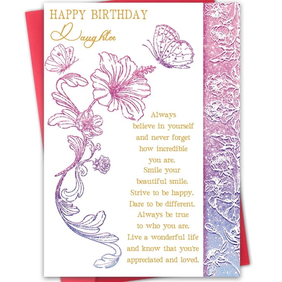 Tarjeta de cumpleaños para hija de Hongshan con sobre de 20,5 cm x 13,5 cm