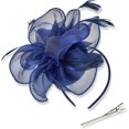 thumbnail image 1 of KAIYANG Diadema con flores de organza y purpurina, accesorio para el cabello con plumas, pinza para el cabello para mascarada (azul), 1 of 4