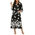 thumbnail image 3 of Ekouaer Women Zipper Robe 3/4 Sleeves Loungewear Dress Full Length Sleepwear Pockets Housecoat Nightgown Long Bathrobe, 3 of 6