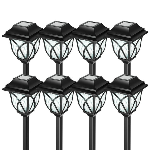 TopZoo Solar Lights Outdoor Waterproof, 8 Pack Solar Pathway Lights, Garden Stake Lights for Yard Patio Sidewalk Walkway Planter with Water Ripple Glow, Cool White