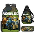 thumbnail image 3 of Conjunto de tres piezas de ROBLOX Roblox My Virtual World, mochila escolar para estudiantes de primaria y secundaria, estuche para lápices, 3 of 4