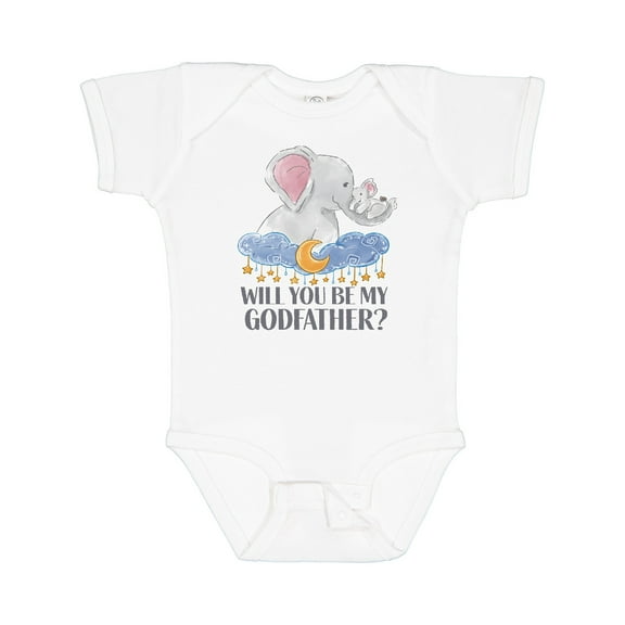 Inktastic Will You Be My Godfather? Elephants Moon and Stars Boys or Girls Baby Bodysuit
