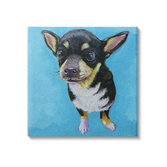 Stupell Industries Blue Vivid Chihuahua Dog Painting Gallery Wrapped Canvas Print Wall Art, Design by Lucia Stewart