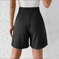 thumbnail image 3 of Lroveb High Waisted Shorts for Women Womens Solid Color Fashionable Casual Loose Pocket Shorts Black, 3 of 6