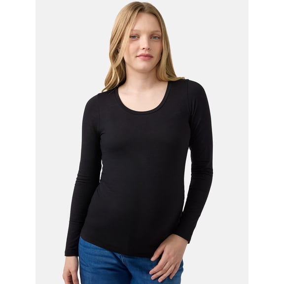 Ingrid & Isabel For Every Belly Women's Maternity Scoop Tee with Long Sleeves, Sizes S-XXL
