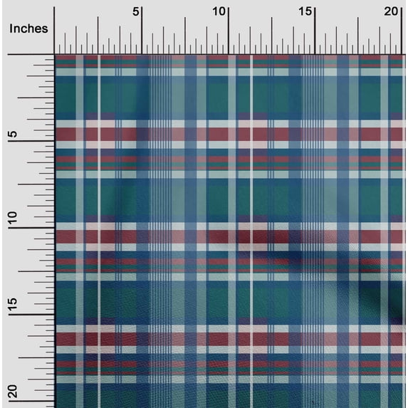 oneOone Polyester Lycra Fabric Madras Check Decor Fabric Printed BTY 56 Inch Wide